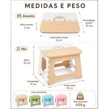 Combo 4 Banquetas Dobráveis Plástico Portátil Coloridas Banco Antiderrapante Pesca Camping Praia - Sortidas - Visão 3