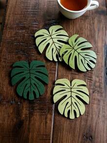 6/4/1 Pc Turtle Leaf Coaster, Exotic Tropical Pattern Table Cushion Use For Living Room Desktop Arrangement With Delicate Vein Detail, Room Decor, Party, Christmas Decor, Fall Home Decor - Multicolor - View 5