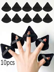 10pcs/1pc Triangular Velvet Powder Puff And Mini Pizza Powder Puff, Triangular Makeup Sponge, Reusable Multi-Functional Makeup Tool, Velvet Triangular Powder Puff Set, Facial Makeup Tool, Powder Puff Set, Cushion Powder Puff, Reusable Makeup Sponge, Makeup Accessory, Dry And Wet Use Loose Powder Puff, Triangular Makeup Sponge, Powder Puff, Flat Foundation Sponge, Finger Sleeve Powder Puff, Suitable For Makeup Application, Dry And Wet Use, Lightweight And Washable, Suitable For All Skin Types And Beginners - Multicolor - View 11