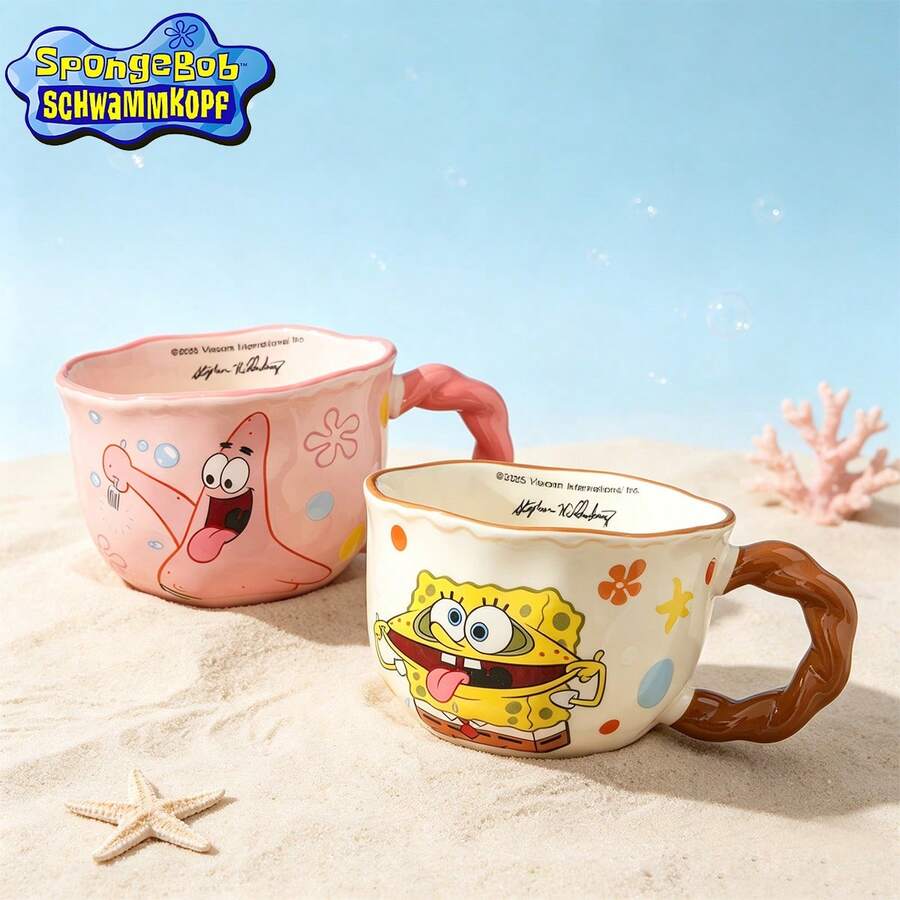 SpongeBob SquarePants 官方 SquarePants 系列陶瓷馬克杯,耐熱多色 IP 馬克杯,大容量隔熱手柄,微波爐適用,咖啡、牛奶與茶杯,適合喬遷與節日禮物,居家、宿舍及戶外使用收藏款 - 彩色 - 查看 1