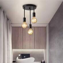 4 Heads Industrial Pendant Lighting Adjustable Hanging Light Fixture Vintage Farmhouse Pendant Light With Metal Caged E26 Base For Kitchen Island Dining Room Living Room(Excluding Light Bulbs) - Black - View 9