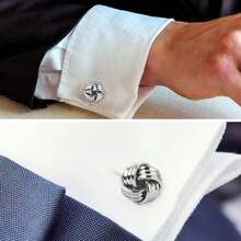 2 Sets Metal Shirt Cufflinks For Men, 4-Piece Set - General + Stainless Steel and Silver. - View 5
