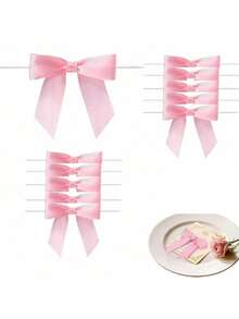 20pcs Transparent Plastic Gift Bags With Satin Bows, Approx. 15*13*7cm (5.9*5.1*2.8in), Reusable. Suitable For Weddings, Birthday Parties, Baby Showers, Bridal Showers, Party Favors, Table Decor, Gift Wrapping, Adult Parties, Bachelorette Parties, Bridesmaid Gifts, And Wedding Guest Favors - Pink Ribbon Transparent Bag - View 4