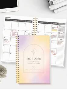 BUBU 1pc 2026-2028 Weekly & Monthly Spiral Planner Notebook, Academic Appointment Book Agenda Journal To Boost Productivity, Suitable For Home, School And Work Use, A5 Size, Back To School Supplies, Office Supplies, School Supplies, Teacher Gift, Men's Gift - Multicolor - View 7