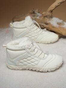 Men's Snow Boots, Winter New Warm, Anti-Slip Cushioned Sole With Waterproof Upper, Thermal Lined Thick Interior, Suitable For Snowy Weather Travel And Tourism. - Off-white - View 4