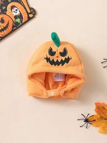 Sombrero de Halloween para mascotas con forma de calabaza, ajustable, 3D, lindo, cálido, gorro de disfraz festivo - Naranja - Ver 12
