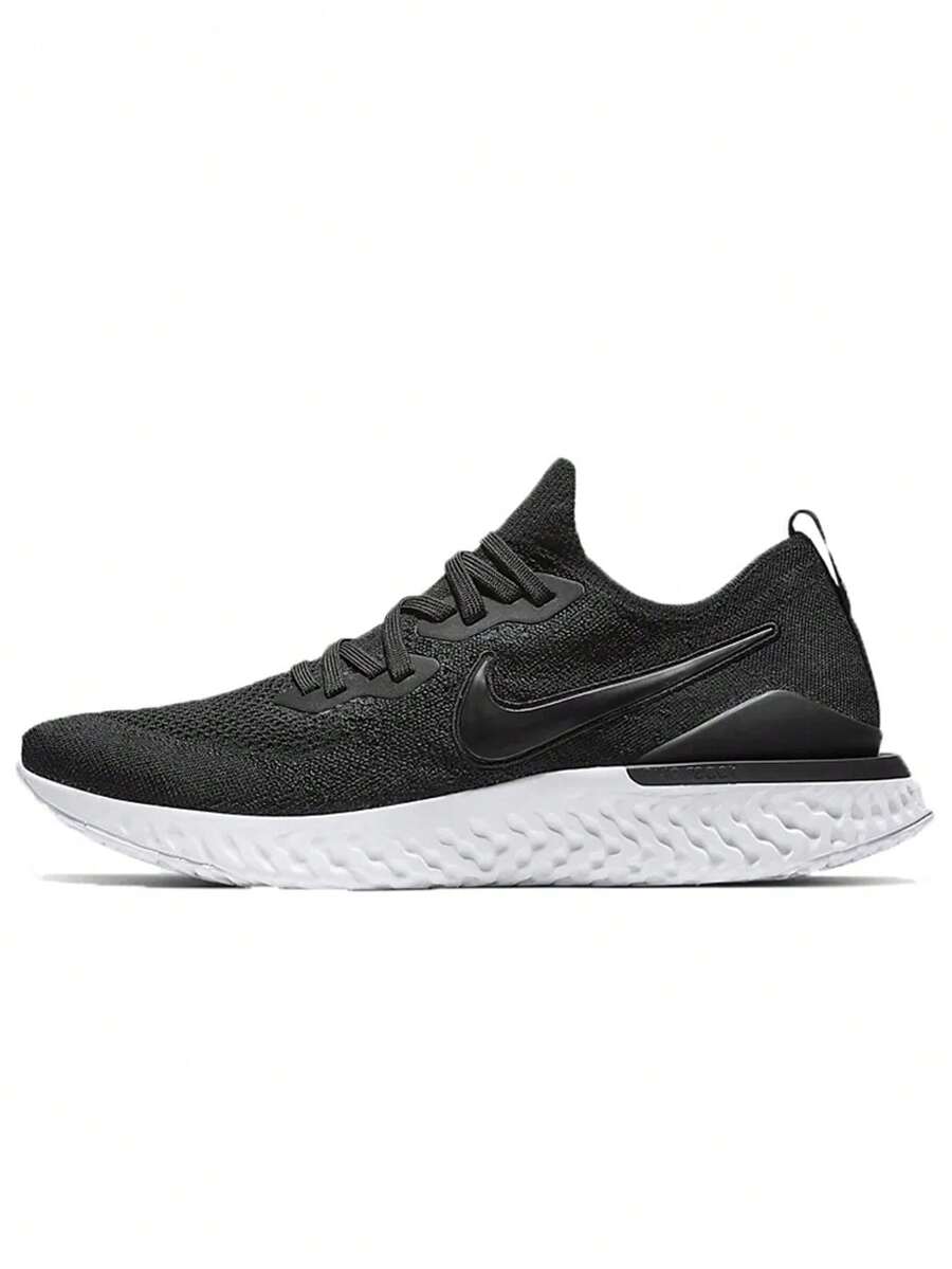 Nike Epic React Flyknit 2 Men's Running Shoes, Black/White Knit Cushioned Athletic Shoes For Road Training - Default - View 1