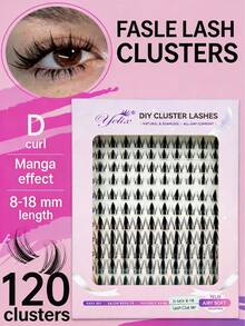 yelix 120Pcs Pointed-Tip D Curl Lash Clusters, Wispy Cartoon Eyelashes 8-18mm Natural And Soft Eyelash Extensions, DIY Cluster False Eyelashes, Easy To Wear And Reusable For Daily Makeup - D - View 1