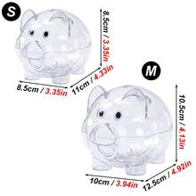 1pc S/M Size Cute Transparent Plastic Piggy Bank, Clear Coin Savings Jar, Unbreakable Pig-Shaped Desktop Ornament, Counting Money Box, Aesthetic Room Decor, Gift For Kids And Adults - Transparent Piggy Bank - View 7