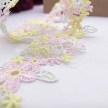 1 Yard Gradient Floral Embroidered Lace, Suitable For Home Decor, Crafts, Clothing, Sofa, Curtain Decoration - Multicolor - View 4