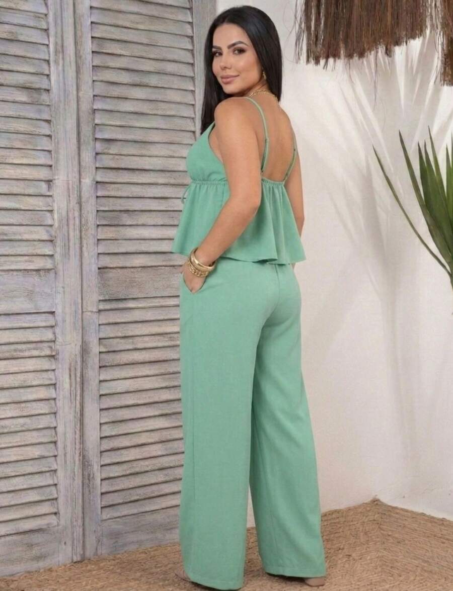 Women Two-Piece Outfits - 薄荷綠 - 查看 1