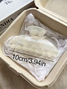3件/1件 女款 10cm/3.94in 棕色玳瑁白色豹紋大號亮面橢圓輕量塑料髮夾，時尚百搭高級優雅極簡純色髮飾，適用日常穿搭、休閒、派對、通勤、度假、造型、洗臉、洗澡、化妝、搭配髮夾 - 彩色 - 查看 2