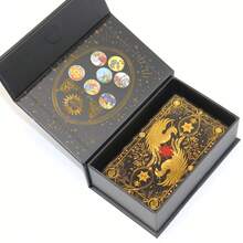 Set Kartu Tarot Berlapis Emas dengan Buku Panduan dan Kantung Beludru, Kartu Tarot Hitam Ukuran 7x12cm, Cocok untuk Pemula dan Profesional - MultiWarna - View 5