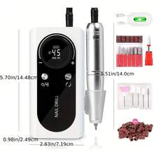 ICEWLESS Professional 45,000 RPM Electric Nail Drill, Rechargeable Portable Electric File Set, Low Noise & Low Vibration Nail Tool, Suitable For Gel Nails, Salon & Home Use, With High Definition Touch Screen Display, 1600mAh - Multicolor - View 13