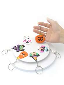 12/6/3/1件裝萬聖節趣味PVC包包吊飾，南瓜女巫骷髏鑰匙圈，Trick Or Treat 填充禮物，中性背包與手提包裝飾禮物 - 彩色 - 查看 5