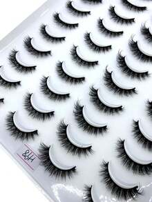 10 Pairs Cross Dense Fluffy Faux Mink Eyelashes Natural Long False Eyelashes Extension Handmade Curl 3D Eyelashes Makeup D Curl Mixed Style Artificial Eyelashes - Black - View 7