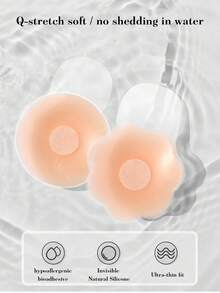 8pcs/Set Lift-Up Silicone Nipple Covers, All-Season Anti-Exposure Breast Pads For Wedding Dress, Anti-Nipple Protrusion Transparent Nipple Covers For Camisole - Pink - View 1