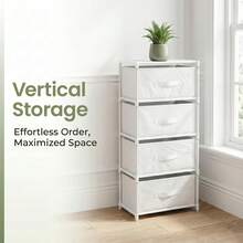 Drawer Chest – Storage Tower For Organizing Clothes, Accessories & Daily Essentials In Bedroom & Wardrobe - White 4-tier - View 3