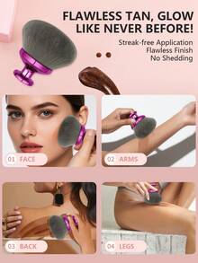 docolor Adorable Body Brush / Powder Brush / Tanning Brush, Creates A Flawless Finish For Effortless Application, Professional Body Tanning Tool That Ensures Even Application, Suitable For Liquid, Cream, And Powder Cosmetics. Seamless Blending Brush - Purple - View 4