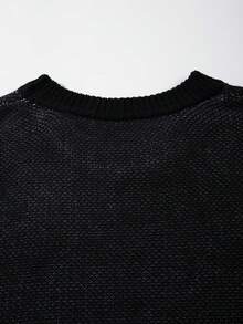 ANDREILEE Men's Unisex Crew Neck Knit Top Casual Street Loose Fit Pullover Short Sleeve Sweater T-Shirt Spring Summer - Black - View 6
