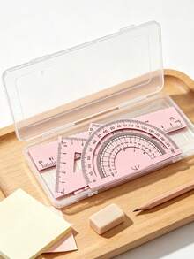 Set Penggaris Geometris Multifungsi (Termasuk Busur Derajat, Penggaris Segitiga, Penggaris Lurus), Busur Derajat, Penggaris Segitiga, Penggaris Lurus, Alat Ukur dan Gambar Kerajinan Tangan dengan Kotak Penyimpanan, Tersedia 4 Warna (Merah Muda, Hijau Mint, Biru Muda, Ungu Lavender). Cocok untuk Pembelajaran di Sekolah, Desain Teknik, Gambar Pertukangan Kayu, dan Berbagai Skenario Lainnya, Alat Gambar Berkualitas Tinggi. - beraneka warna - View 3