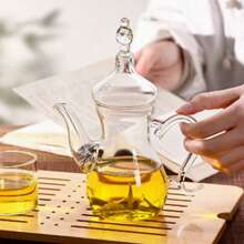 1件 1000ml 手工玻璃茶壺 玻璃咖啡壺 耐直火加熱 燈形壺 大容量 花茶用 美麗下午茶壺 居家廚房收納用品 - 白色 - 查看 3