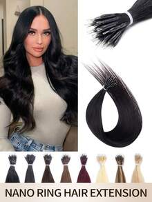 Nano Ring Hair Extensions Human Hair, 16-22 Inch, 25g 25 Strands, Cold Fusion Extensions, Low Visibility Nano Beads, Seamless Blend For Length And Volume With Hair For Women, Perfect For Daily, Party And Wedding Hairstyles - Multicolor - View 7