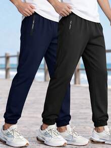 2pcs/Set Tween Boys Casual Outdoor Sports Drawstring Waist Pants, Versatile For All Seasons - Blue - View 8