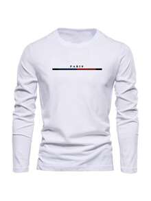 Men's Autumn Casual Daily Minimalist Letter Print Long Sleeve T-Shirt 3pcs Set - Multicolor - View 3