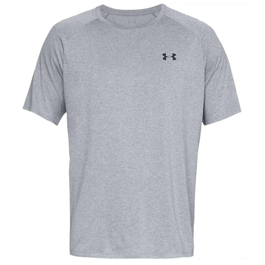 Under Armour Mens Tech T-Shirt - Light Steel Heather/Black - View 1