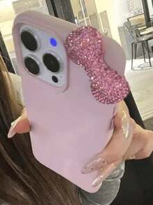 Sanrio 卡通蝴蝶結 Hello Kitty 蘋果 16 Pro Max 手機殼，高質感粉色保護殼，適合女生，相容 iPhone 17/15 Pro Max/14/13/12，全包覆 - 粉色 - 查看 2
