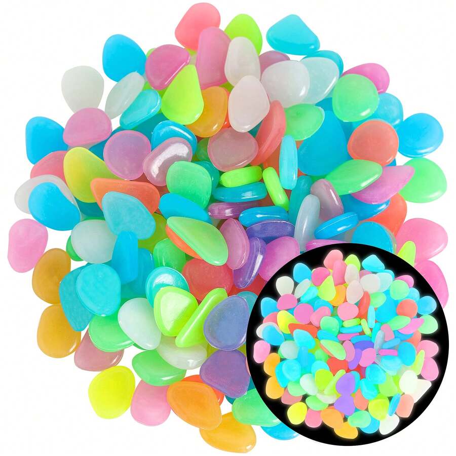 1 Pack Random Color 1cm Glow Pebbles, Fluorescent Luminous Decorative Stones, Suitable For Aquarium Fish Tank, Garden Path, Patio, Lawn, Yard Landscape DIY Decoration