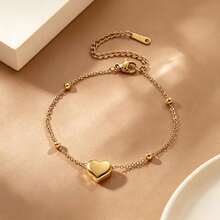 1 Set Bohemian Full Rhinestone Women's Bracelet H Letter Heart Clover Bracelet Set, 304 Stainless Steel Material, 18k Gold Plated, Daily Party Layering Accessory - Multicolor - View 10