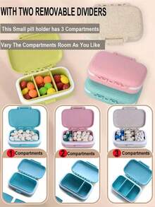 Mini Portable Pill Box - 3 Compartment Pill Storage Box, Weekly Pill Organizer, Medication Dispenser - Multicolor - View 4
