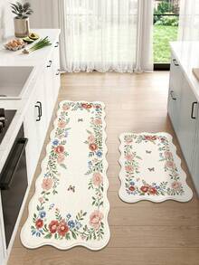 DAJIANG 1pc Floral Fresh Long Runner Rug, Suitable For Bathroom, Kitchen, Outdoor, Hallway, Bedroom, Living Room, Machine Washable Easy Clean Non-Slip Entryway Mat, Bedroom Autumn Decor Rug Accessory - Multicolor - View 5