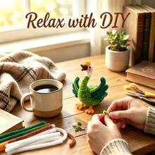 1 Set Green Goose Premium Plush Wire Cleaning Pipe DIY Kit, Suitable For Beginners Adult Craft Set, Includes Step-By-Step Tutorial, Handmade Mythical Creature Craft Kit, Plush Doll Fuzzy Wire, DIY Cute Fun Home Decor, Birthday Ornament - Unfinished - Green Goose - View 7