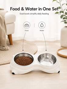 Double Stainless Steel Pet Bowl Set, Base And Easy To Clean For Cats And Dogs, Indoor And Outdoor UseMacaron Stainless Steel Pet Bowl, Stainless Steel Anti-Slip, Anti-Tipping, Leak-Proof Double-Layer Pet Bowl-Pet Feeder - 500ml - View 12