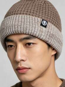1pc Colorblock Letter Knit Hat, Windproof, Sun Protection, UV Protection, 3D Textured, Foldable, Fashionable Versatile, Elegant Style, Soft & Comfortable, Breathable, Multi-Functional, Flattering Skin Tone, Slimming Face, Suitable For Beach, Outings, Hiking, Cycling - A - View 6