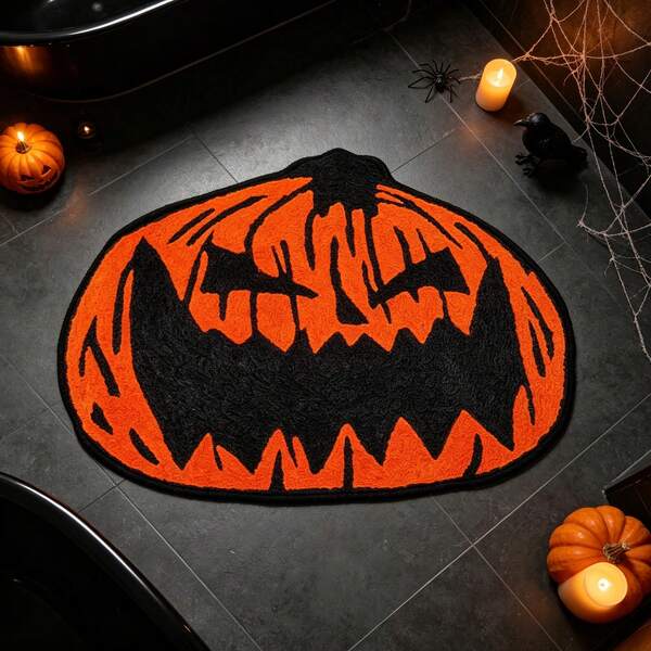 Halloween Pumpkin Shaped Bath Mat Door Mat Bathroom Rug Bathroom Floor Mat Halloween Theme Decor Halloween Gift All Saints' Day Decor All Saints' Day Gift Area Rug, Halloween Home Decor, Bathroom Small Rug - Perfect For Home Entryway Or Bedroom Decor, Bathroom Decor And Accessories, Halloween Party, Bedroom, Doorway, Kitchen, Laundry Room, Farmhouse