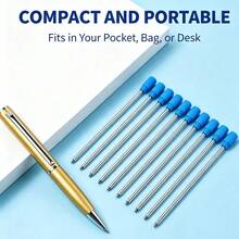 Portable Mini Metal Ballpoint Pen Set, Slim Pocket Twist Pen + 10 Extra Refills, Compact Tiny Writing Pen For Wallet, Pocket - Pen With 10 Refills - View 4