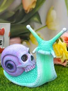 萬聖節骷髏蝸牛頭骨雕塑 樹脂手工微景觀小擺飾 居家園藝裝飾骷髏頭小雕像 - A - 查看 7