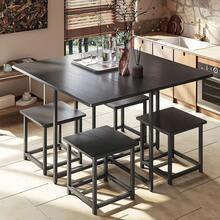 Comedor 4 Personas Mesa 80x80 con 4 Taburetes Negro Texturizado |   Juego de comedor moderno para 4 personas con acabado negro texturizado, para departamentos y espacios compactos. - Negro - Ver 7
