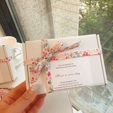 Cream Soft Skin-Friendly Floral Satin Ribbon, Suitable For Gift Wrapping, Handmade Crafts And Holiday Decoration, Pastoral Style Ribbon, Suitable For Christmas, Valentine's Day, New Year, All-Year Handmade Creation, Fresh Aesthetic - Multicolor - View 10