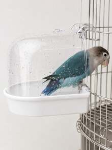 1pc Parrot Bath Box, Bird Bath Toy And Cage Accessory, Suitable For Cockatiel, Lovebird, Cockatoo And Timneh Grey Parrot, Small Pet Bath Container, Suitable For Birds And Hamsters, Fun Bird Cage Bath Tool, Home Pet Supplies And Daily Care - Multi-color - View 6