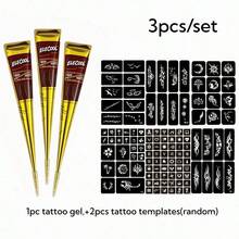 3pcs/Set Henna Cones, Brown, Black, Red, For DIY Temporary Tattoos, For Temporary Body Art Tattoos - Black - View 11