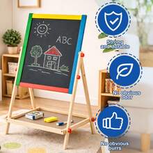 Double-Sided Wooden Art Easel Tabletop – 2-In-1 Magnetic Chalkboard And Whiteboard Set For Creative Drawing, Learning, And Fun Activities - A - View 3
