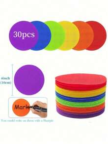 4 Inch Carpet Spot Markers, Fixed Multi-Color Round Dots For Classroom Seating, Suitable For Games And Teachers (6 Colors), Back To School - A - View 3