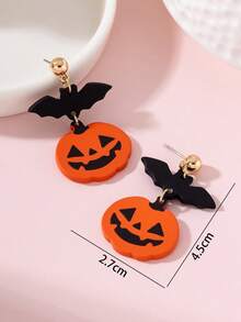 1 Pair Halloween Bat Pumpkin Ghost Enamel Design Women's Fashion Jewelry Earrings, Perfect Decoration For Holiday Party - Multicolor - View 4