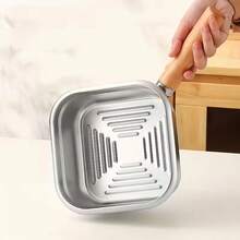 Square Stainless Steel Deep Fryer Pot Wooden Handle, Chip Frying Pan With Fry Basket & Tongs, Multi Functional Tempura Deep Fat Fryer Kitchen Cookware - View 4
