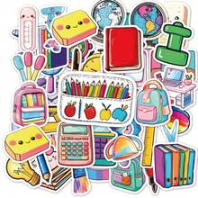 50Pcs Back To School Stationery Bag Pouch Stickers, Scrapbook Supplies Journal Supplies, Handmade Card Material, Scrapbook Lovers, School Essentials Handcraft - Multicolor - View 1
